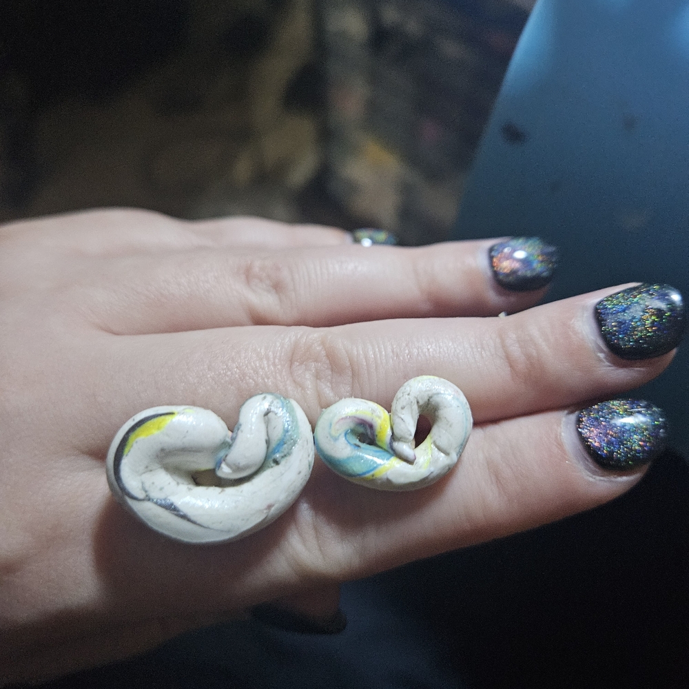 Unique White and Multicolor Heart Ring